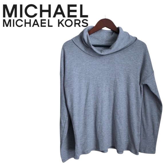 Michael Kors Women's Gray Shirt Size Medium Top Cowl Long Sleeve - Picture 1 of 6